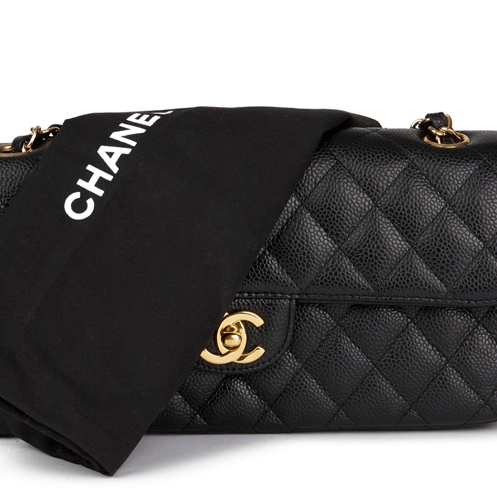 2009 Chanel Black Quilted Caviar Leather East West Classic Single Flap Bag 7