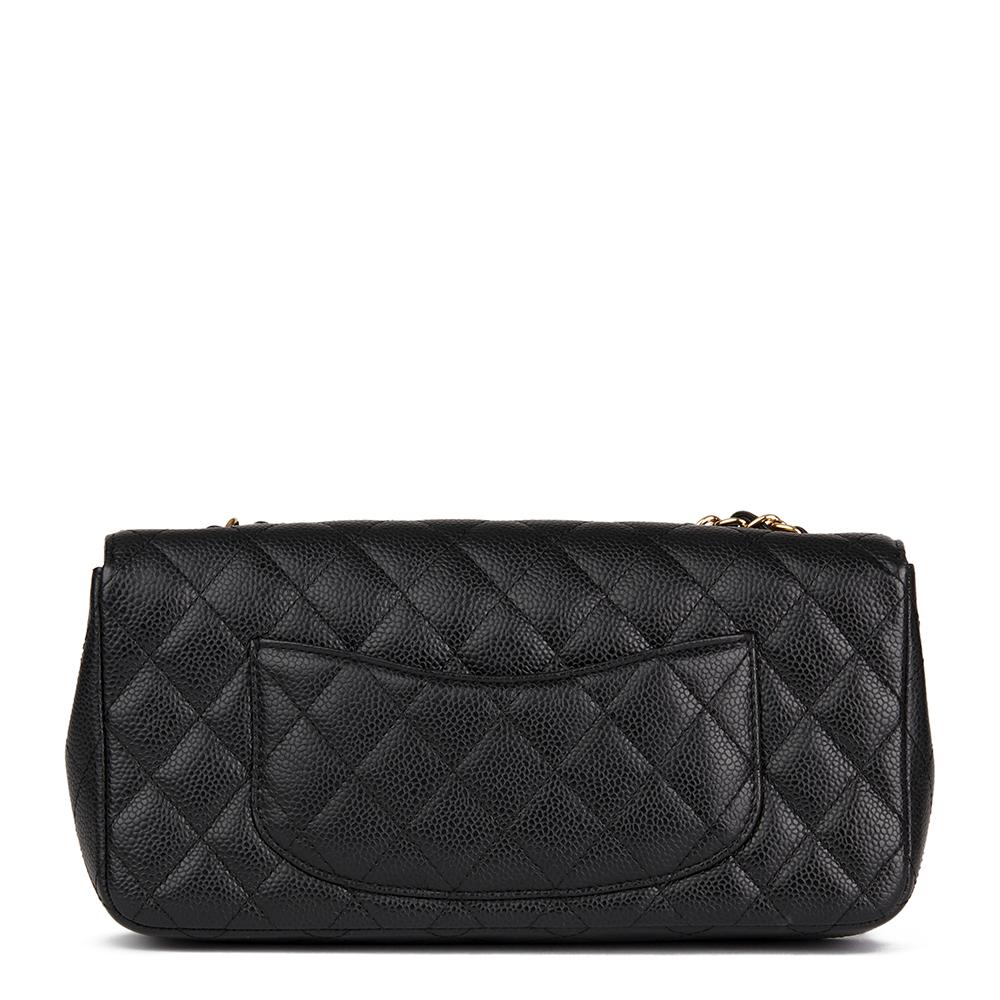Women's 2009 Chanel Black Quilted Caviar Leather East West Classic Single Flap Bag