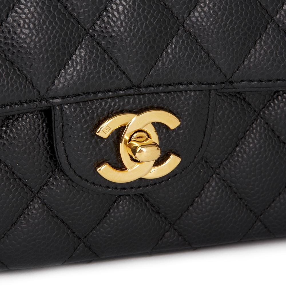 2009 Chanel Black Quilted Caviar Leather East West Classic Single Flap Bag 2