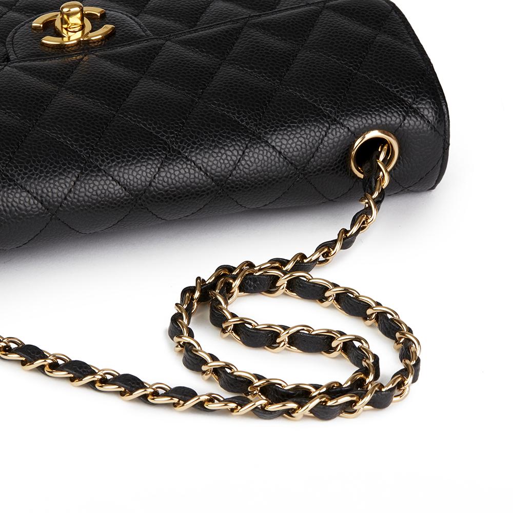 2009 Chanel Black Quilted Caviar Leather East West Classic Single Flap Bag 3