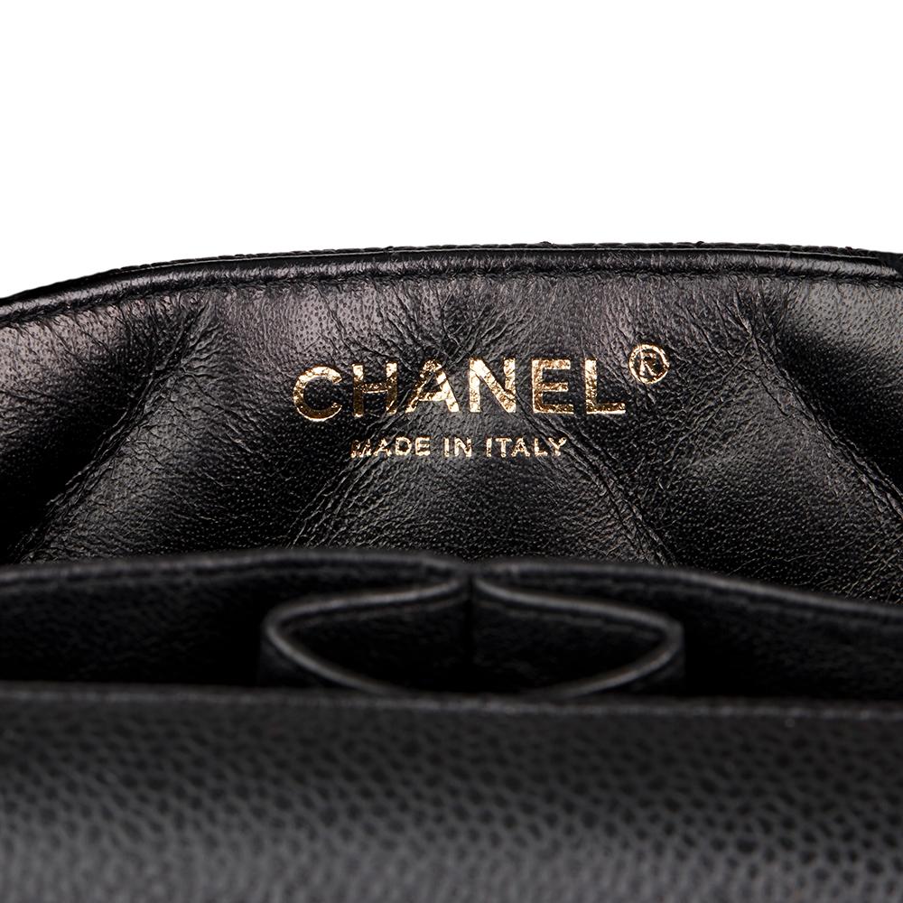 2009 Chanel Black Quilted Caviar Leather East West Classic Single Flap Bag 4