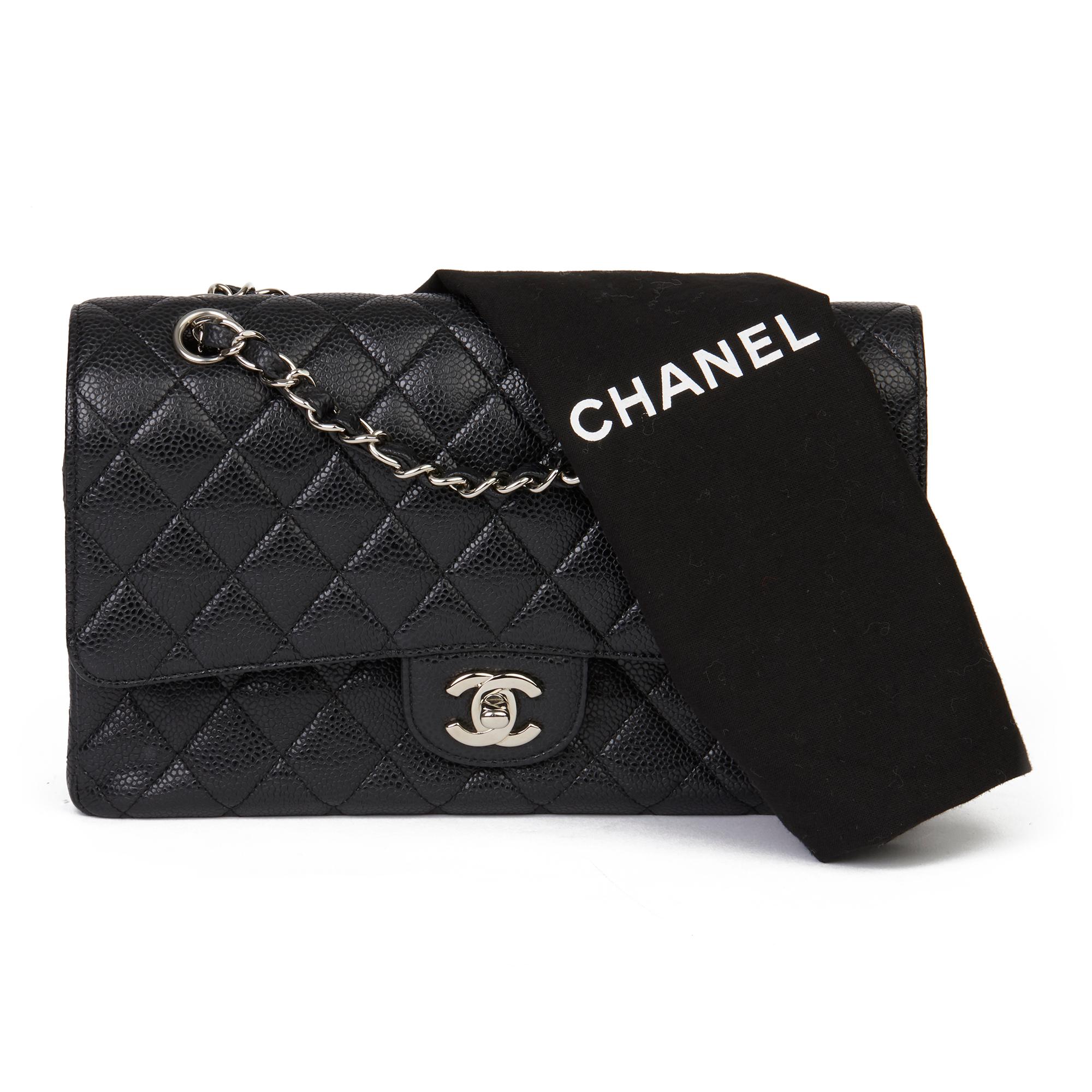 2009 Chanel Black Quilted Caviar Leather Medium Classic Double Flap Bag 4