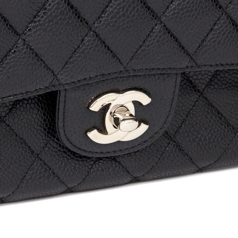2009 Chanel Black Quilted Caviar Leather Medium Classic Double