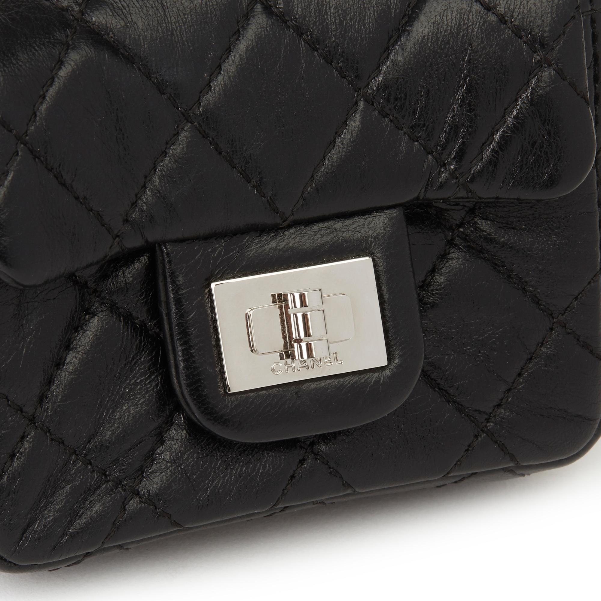 2009 Chanel Black Quilted Lambskin 2.55 Reissue Micro Ankle Flap Bag  4