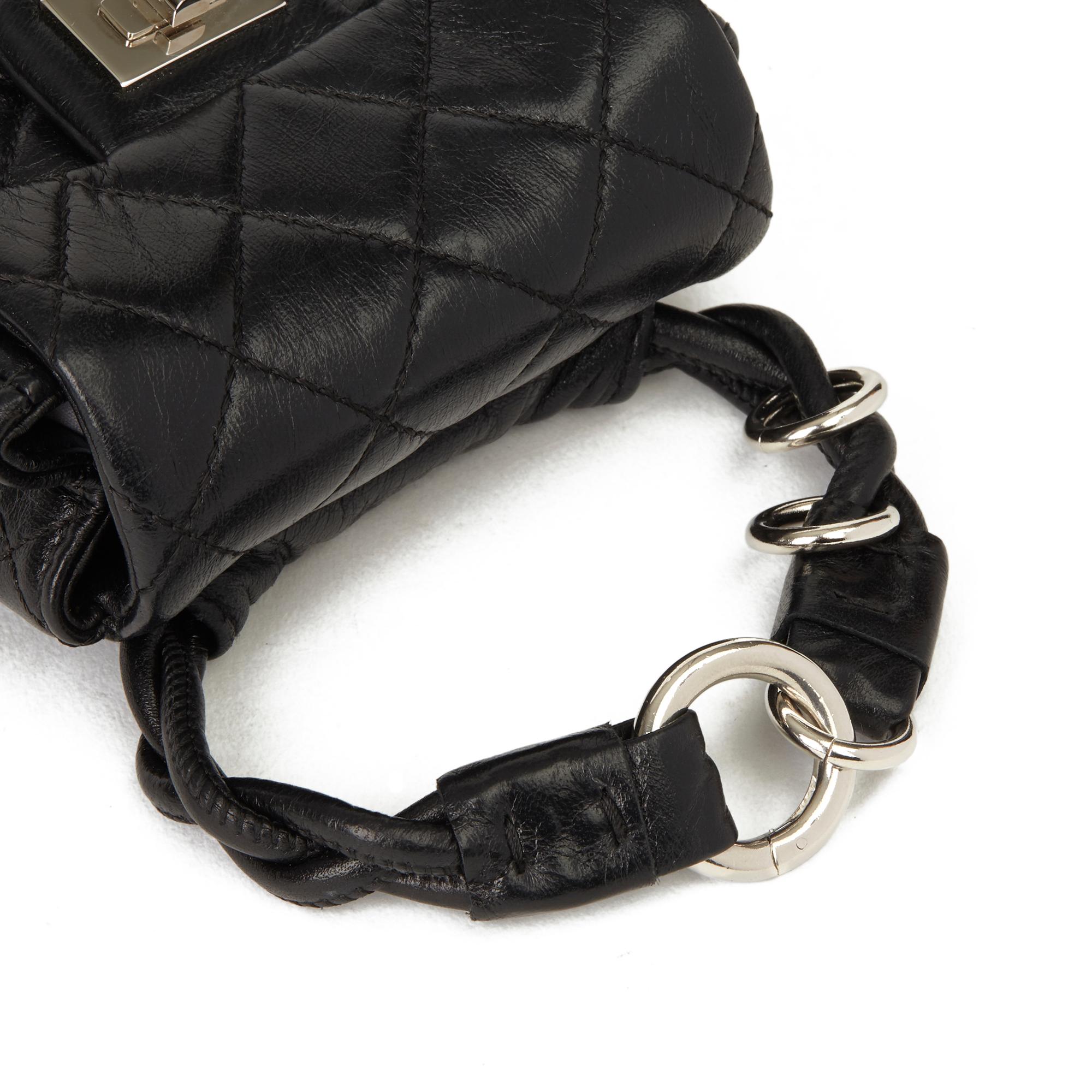 2009 Chanel Black Quilted Lambskin 2.55 Reissue Micro Ankle Flap Bag  5