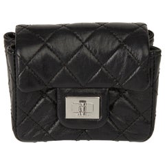 2009 Chanel Black Quilted Lambskin 2.55 Reissue Micro Ankle Flap Bag