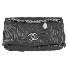 2009 Chanel Black Quilted Lambskin Leather Paris-Moscou Red Quare Flap Bag