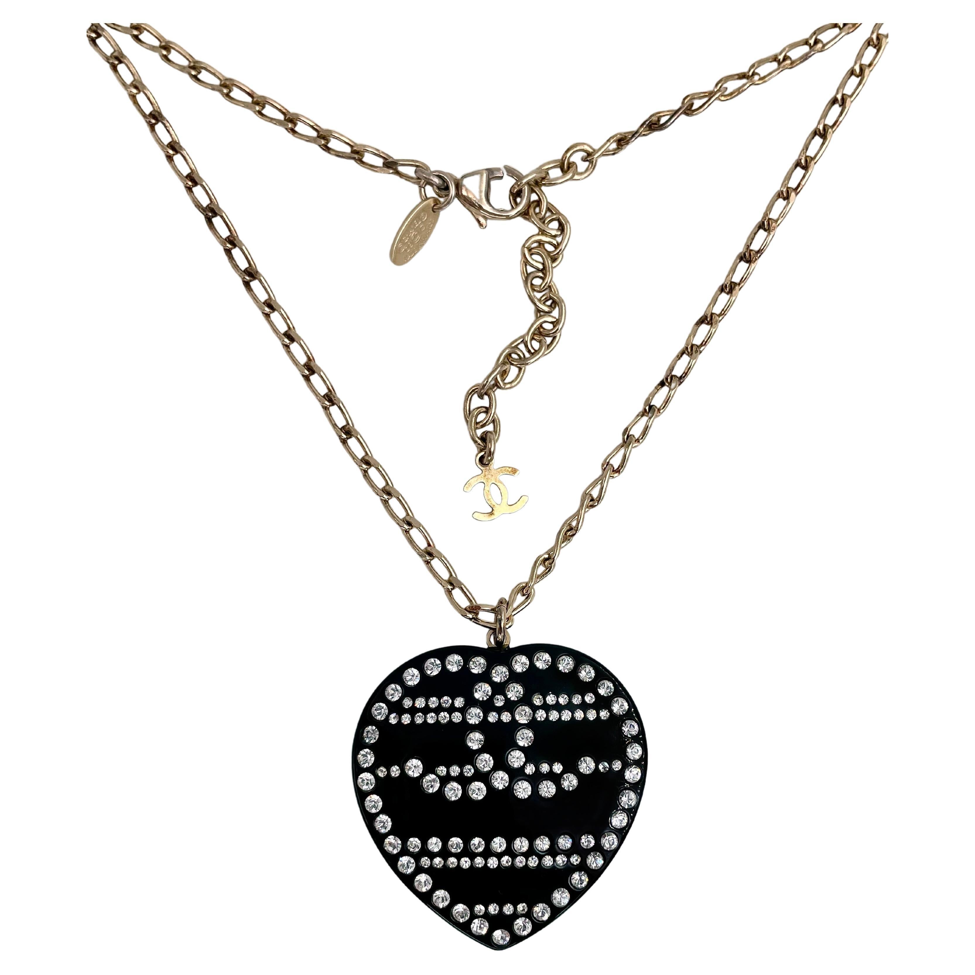 Chanel Black Heart Necklace - 18 For Sale on 1stDibs