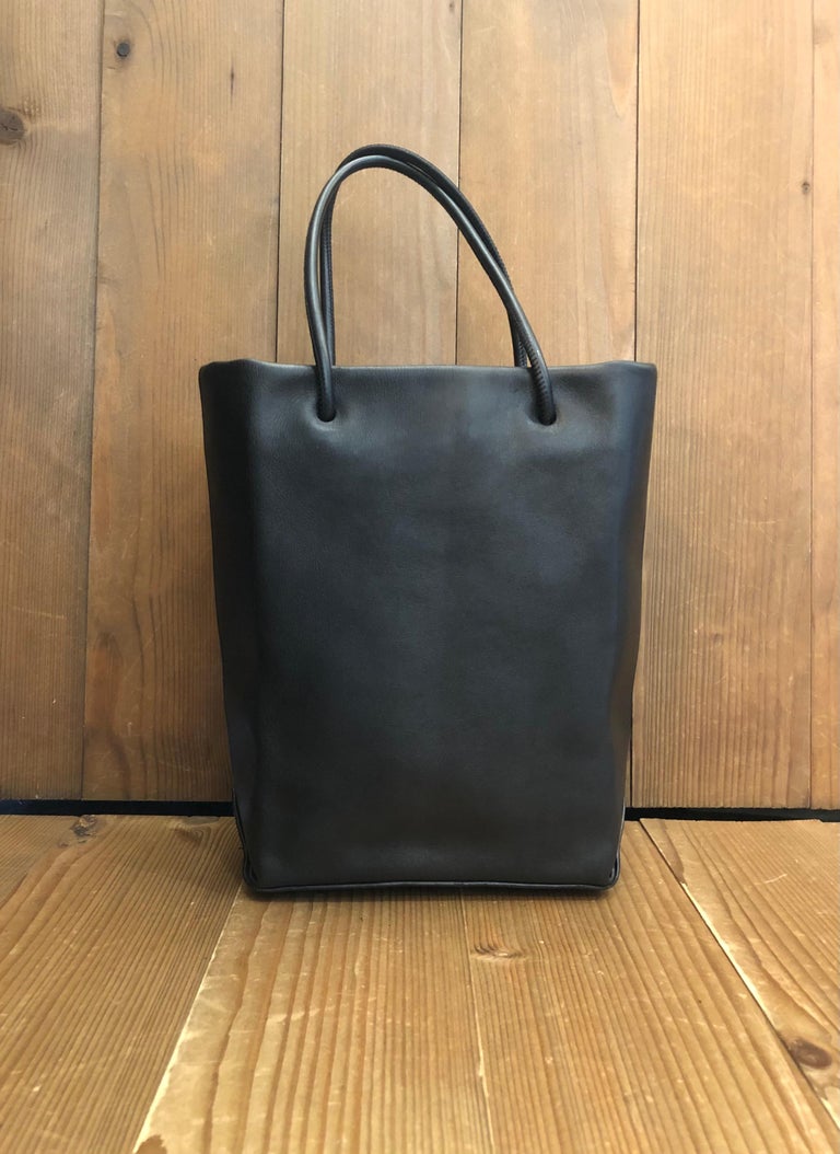2009 CHANEL Calf Leather Mini Shopper Tote Bag Black For Sale at 1stDibs