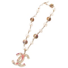2009 Chanel CC Necklace Pearl and Print 