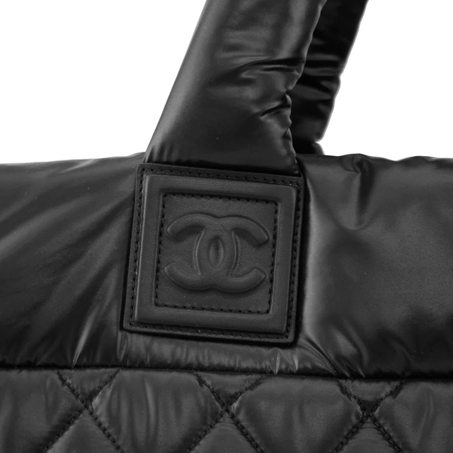 Black 2009 Chanel Coco Cocoon Quilted Puffer Tote