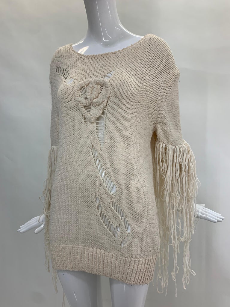 2009 Chanel Cruise Collection Cream Silk Knit Pullover Sweater w