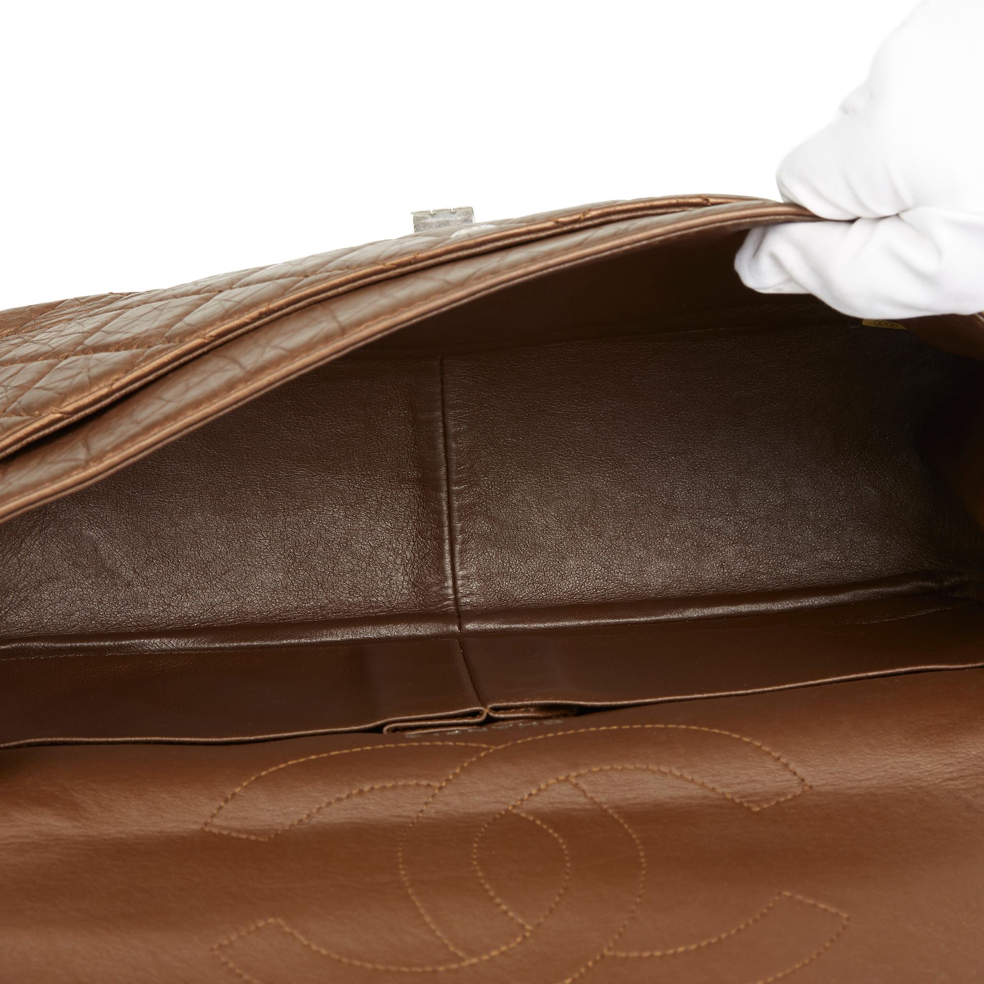2009 Chanel Dark Bronze Metallic Aged Leather 2.55 Reissue 227 Double Flap Bag  5