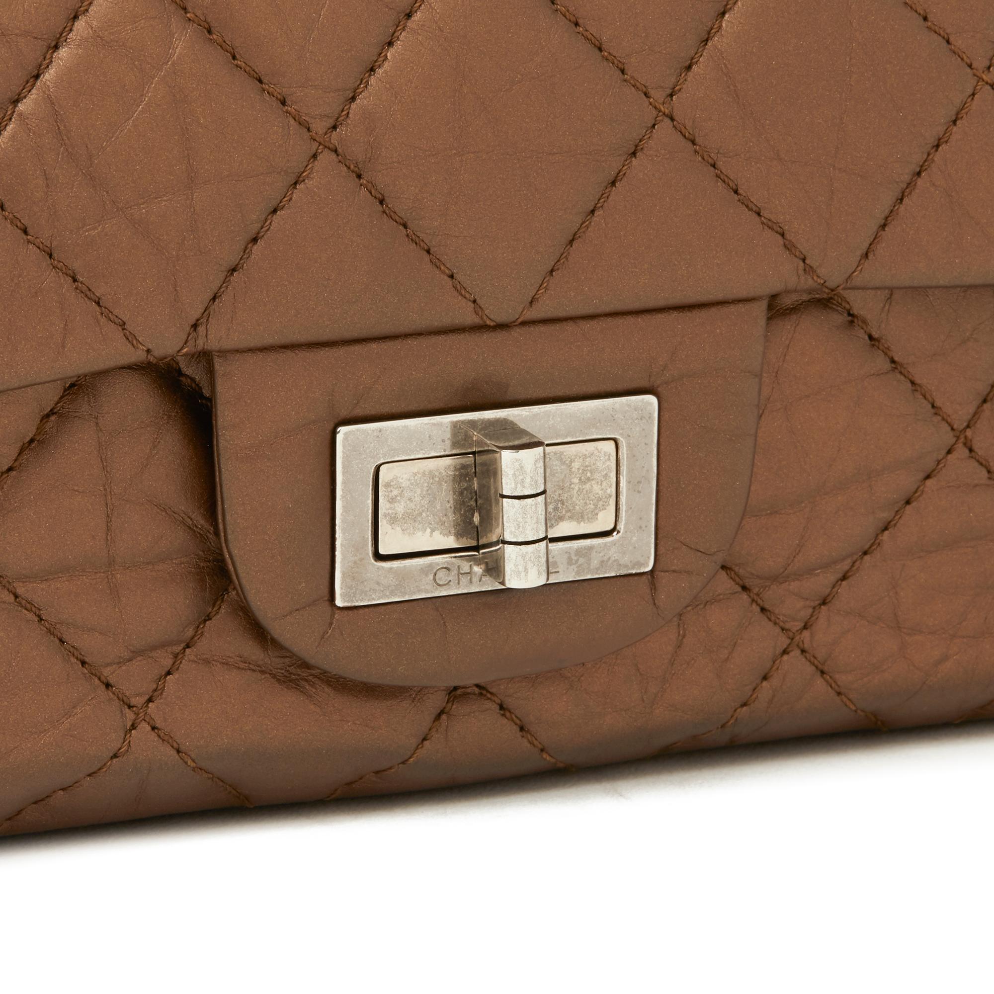 2009 Chanel Dark Bronze Metallic Aged Leather 2.55 Reissue 227 Double Flap Bag  2