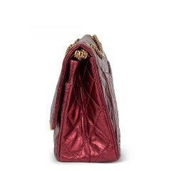 2009 Chanel Dark Red Metallic 2.55 Reissue 227 Double Flap Bag