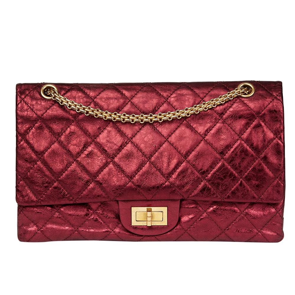 2009 Chanel Dark Red Metallic 2.55 Reissue 227 Double Flap Bag