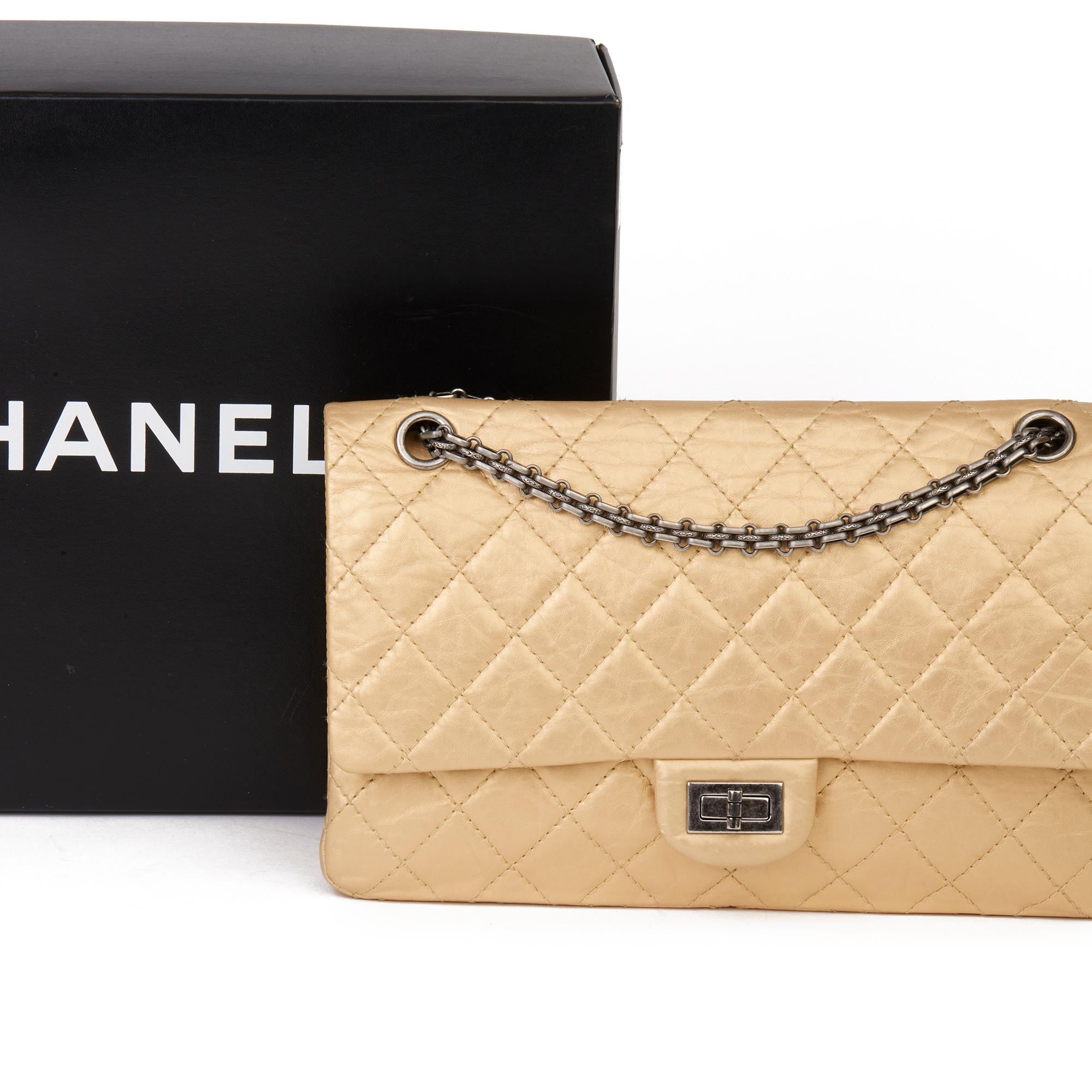 2009 Chanel Gold Metallic Aged Calfskin Leather 2.55 Reissue 226 Double Flap Bag 8