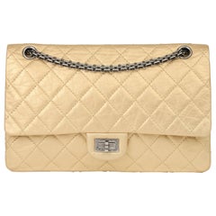 2009 Chanel Gold Metallic Quilted Aged Calfskin 2.55 Reissue 226 Double Flap Bag