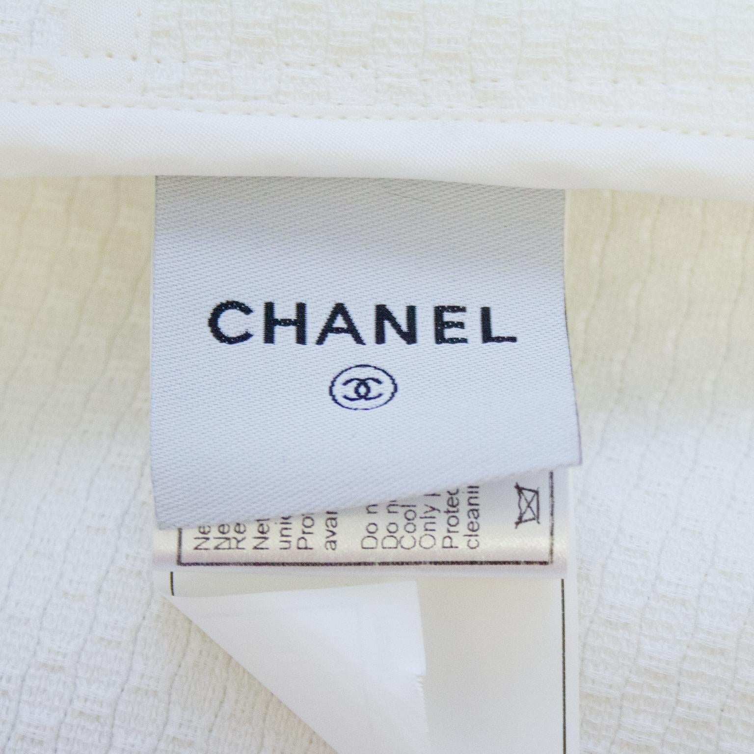 Women's 2009 Chanel Identification White Pique Jacket  For Sale