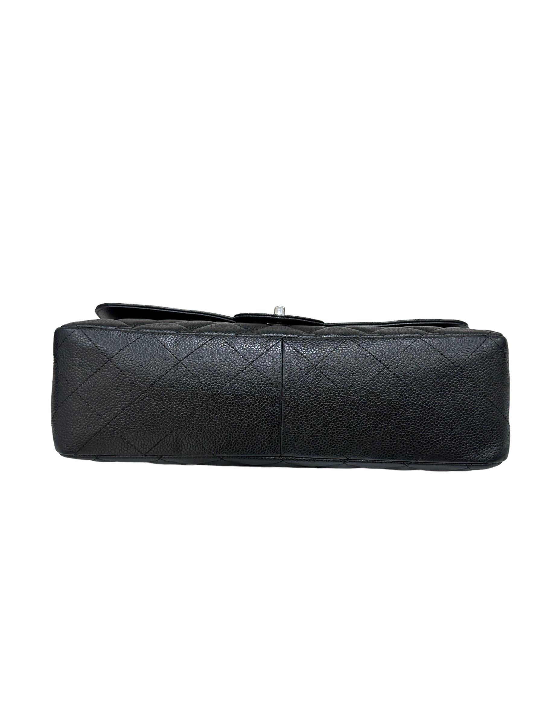 2009 Chanel Jumbo Black Caviar Leather Top Shoulder Bag  For Sale 7