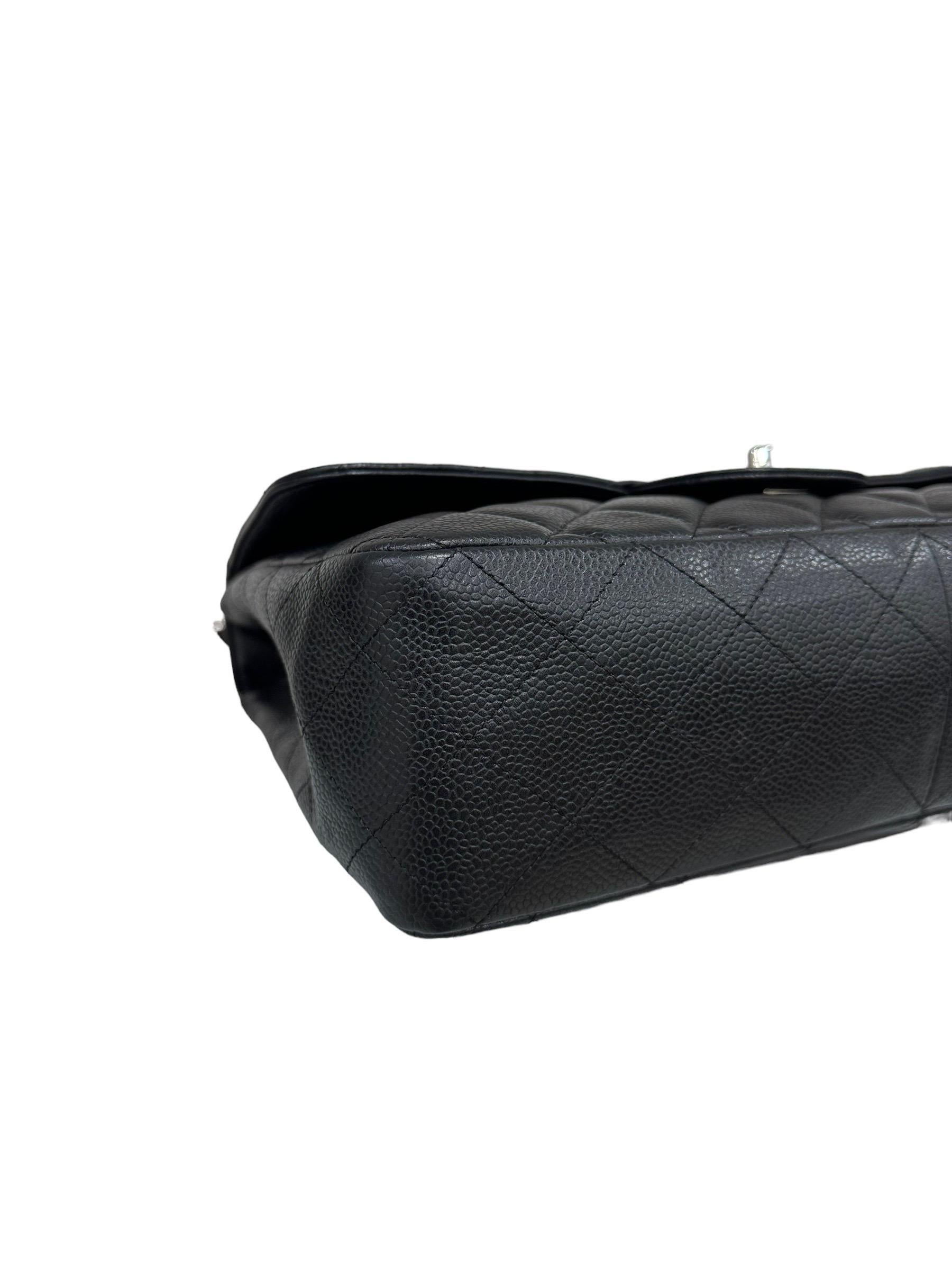 2009 Chanel Jumbo Black Caviar Leather Top Shoulder Bag  For Sale 8