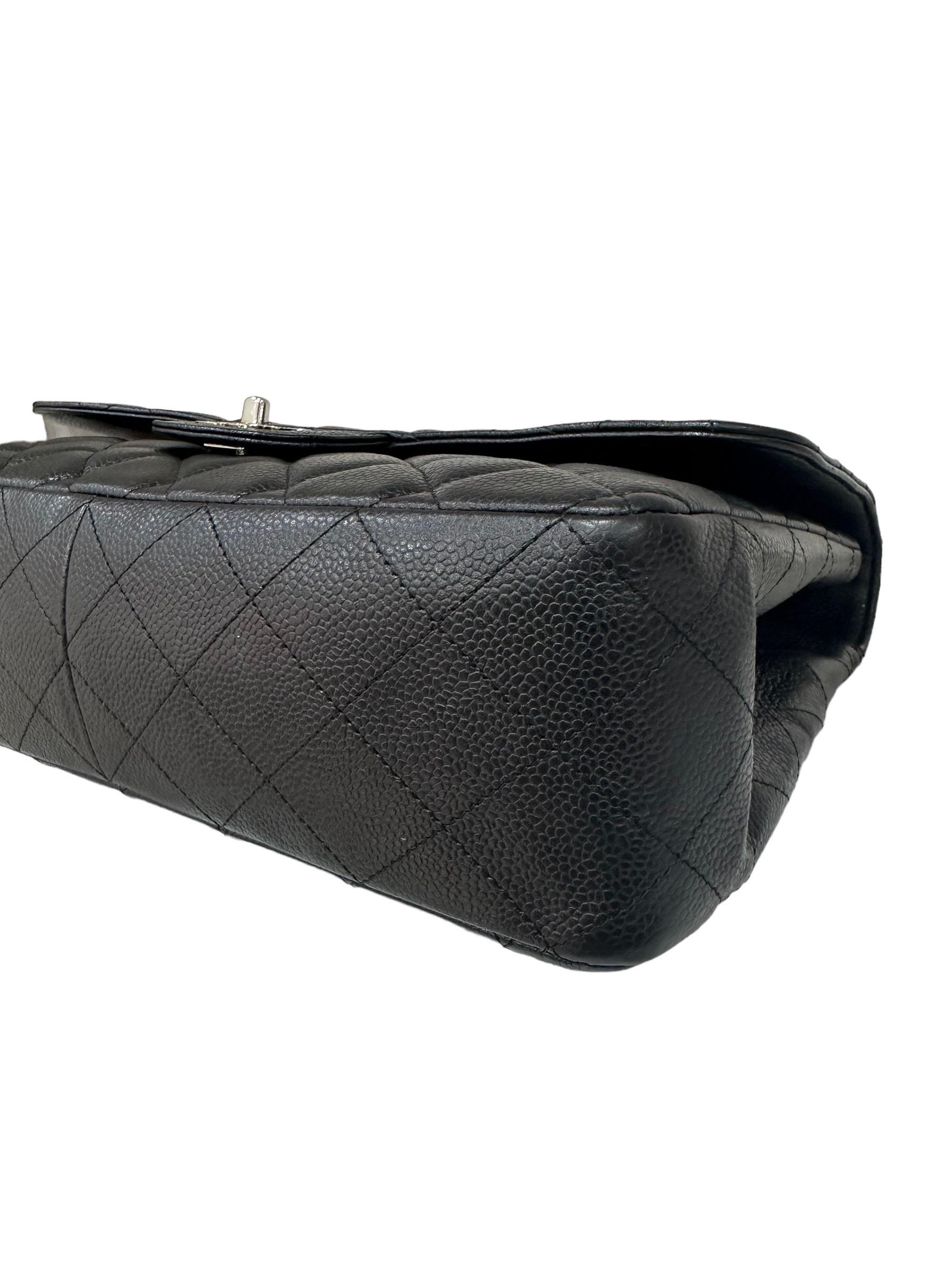 2009 Chanel Jumbo Black Caviar Leather Top Shoulder Bag  For Sale 9