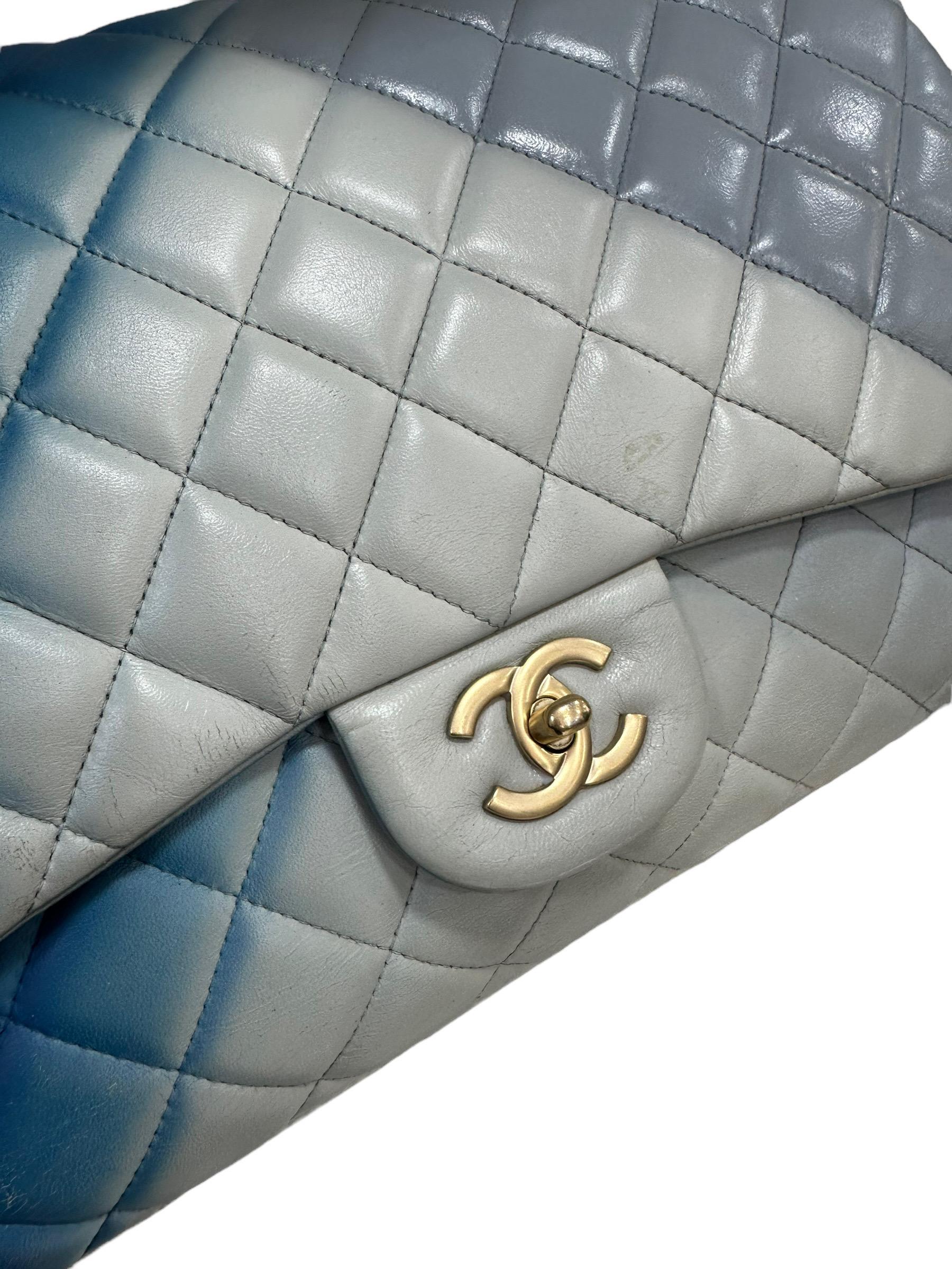 Gray Borsa A Spalla Chanel Maxi Jumbo Degradé Azzurra Pelle Liscia 2009