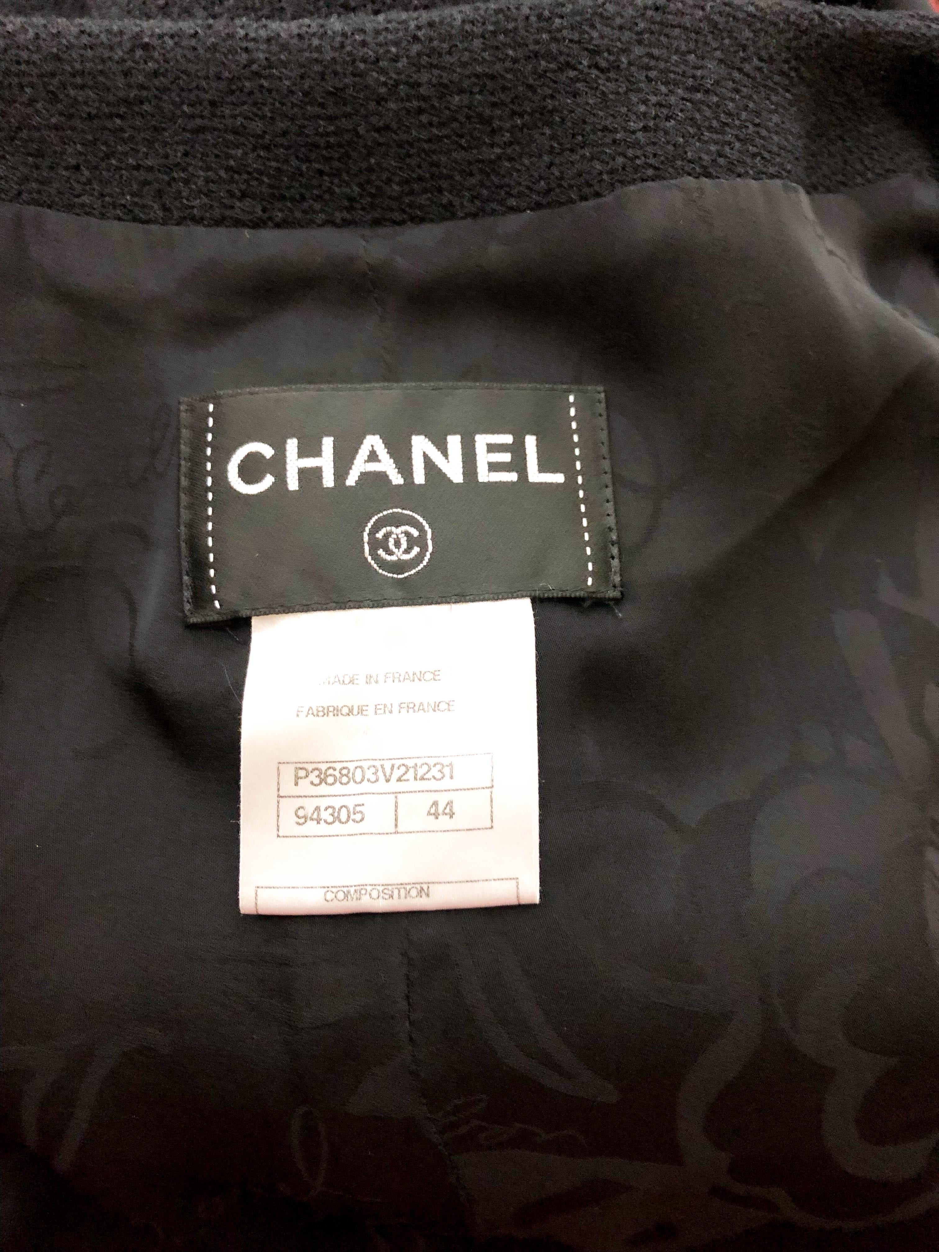 2009 Chanel Runway Look Black Wool Belted Dress / Coat (Large Size) For Sale 7