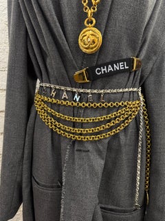 2009 CHANEL Silver Toned Letter Leather Chain Belt Grey