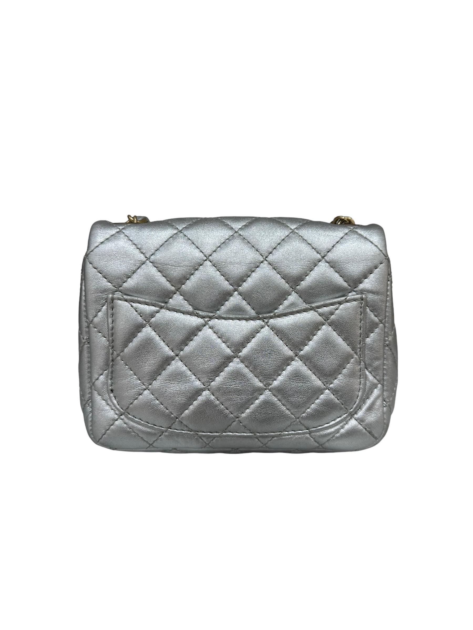 2009 Chanel Timeless Mini Flap Silver Leather  2