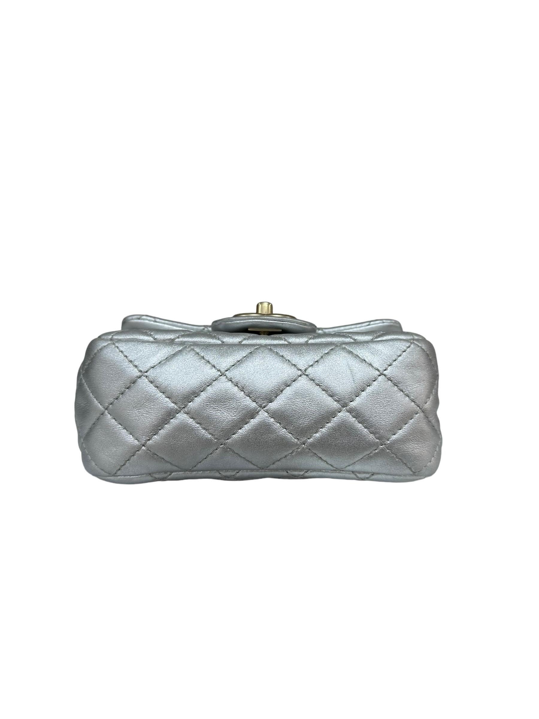 2009 Chanel Timeless Mini Flap Silver Leather  3