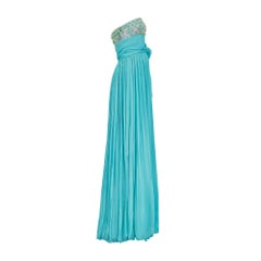2009 Christian Dior by John Galliano Runway Turquoise Chiffon Dress