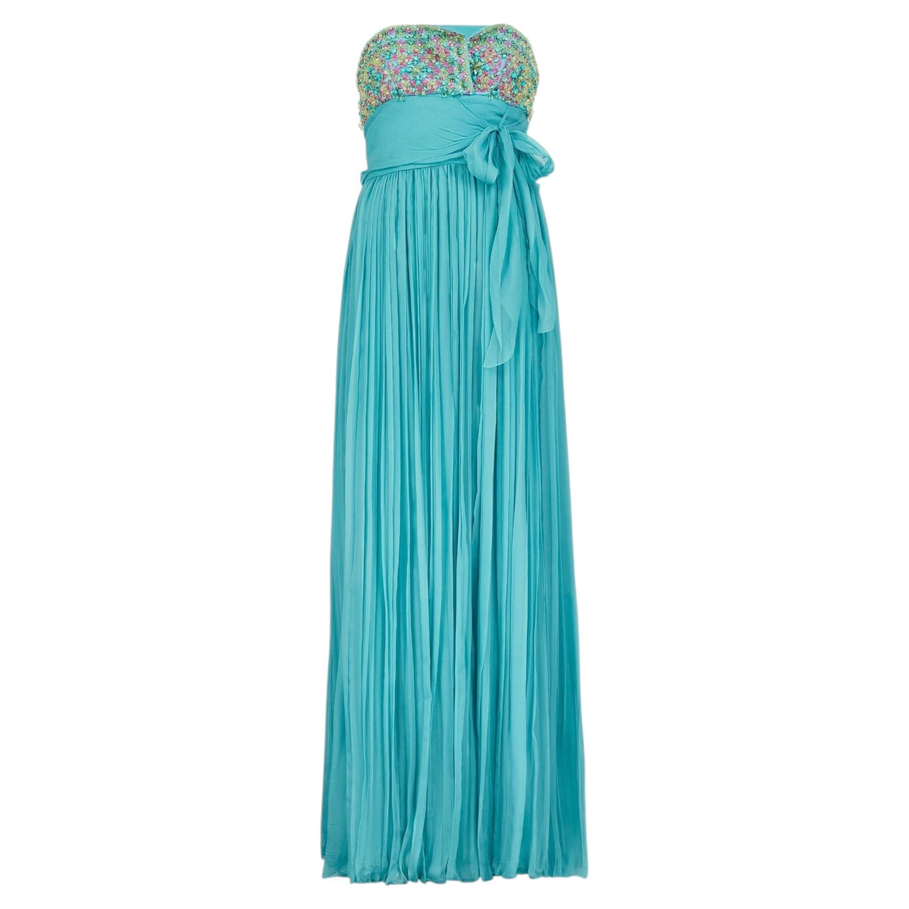 Robe en mousseline turquoise Christian Dior par John Galliano, défilé 2009