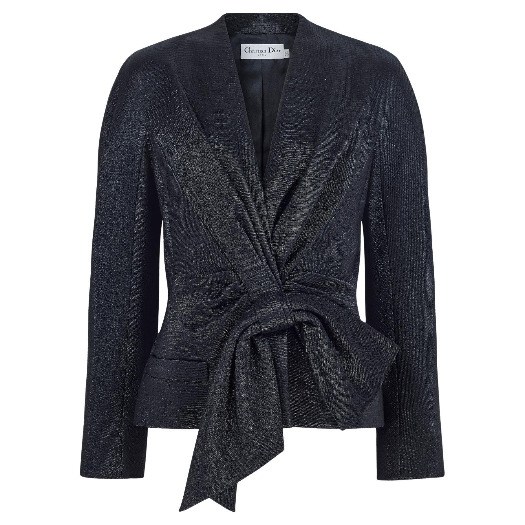 2009 Christian Dior Metallic Black Bar Jacket with Bow Front