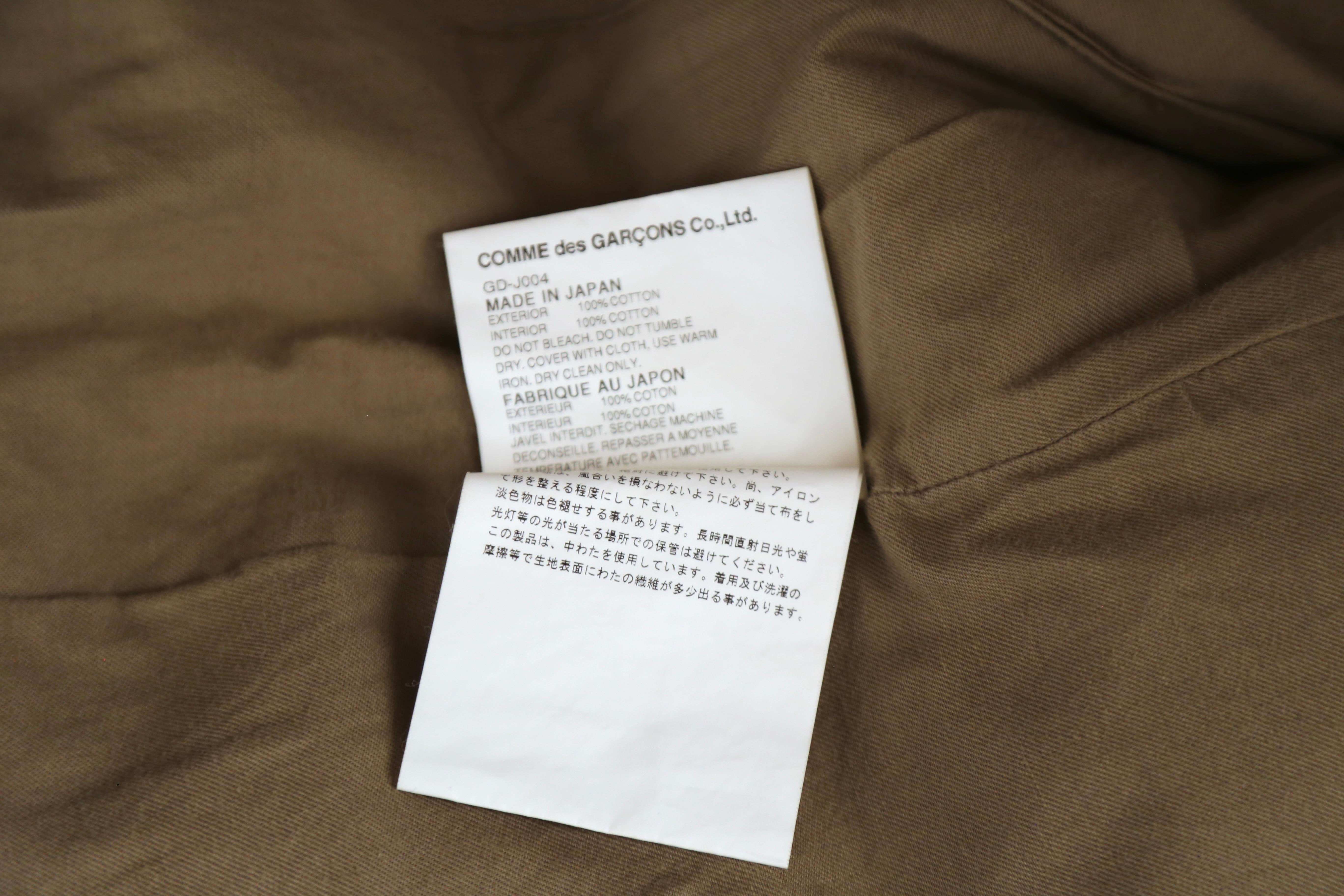2009 COMME DES GARCONS army green cotton draped runway coat 6