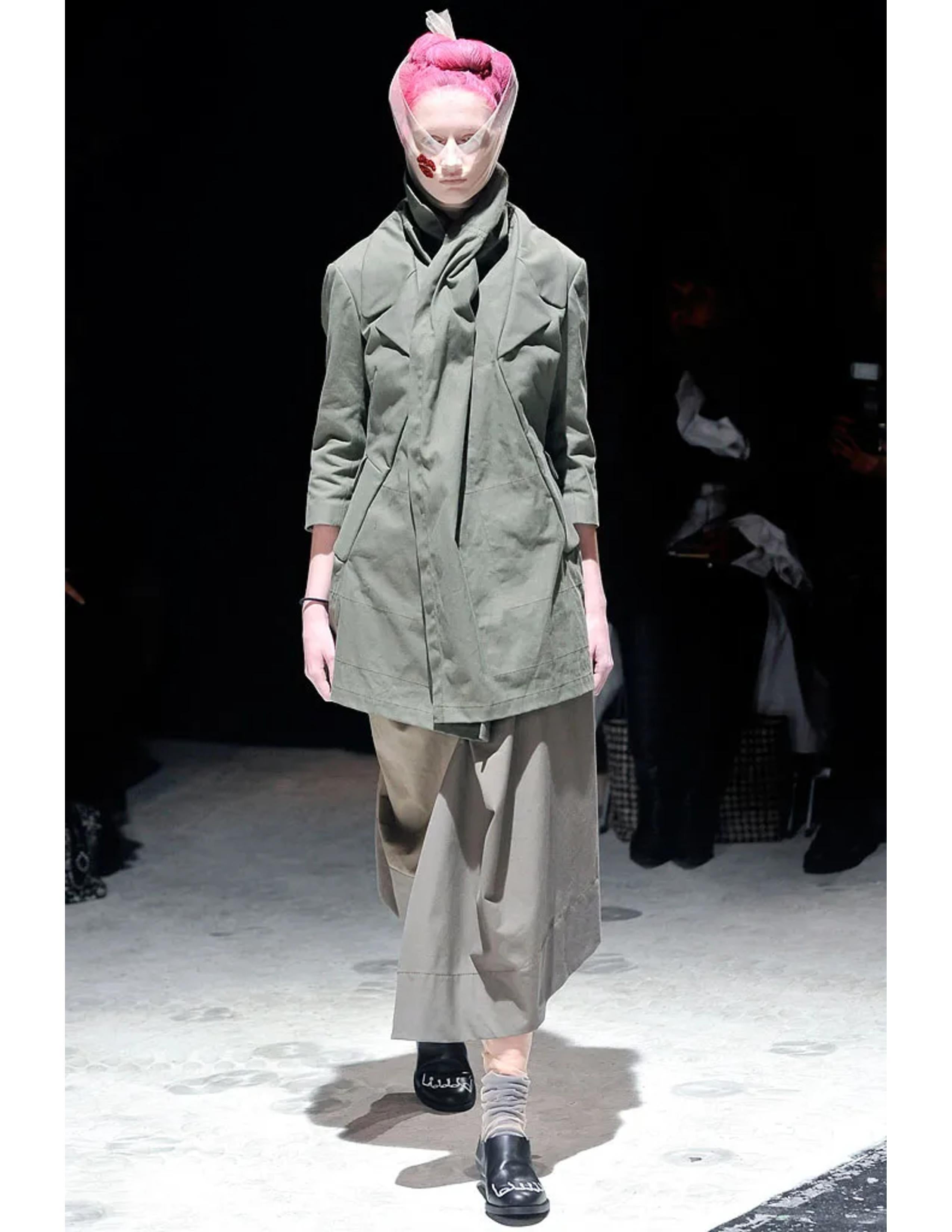 2009 COMME DES GARCONS army green cotton draped runway coat 7