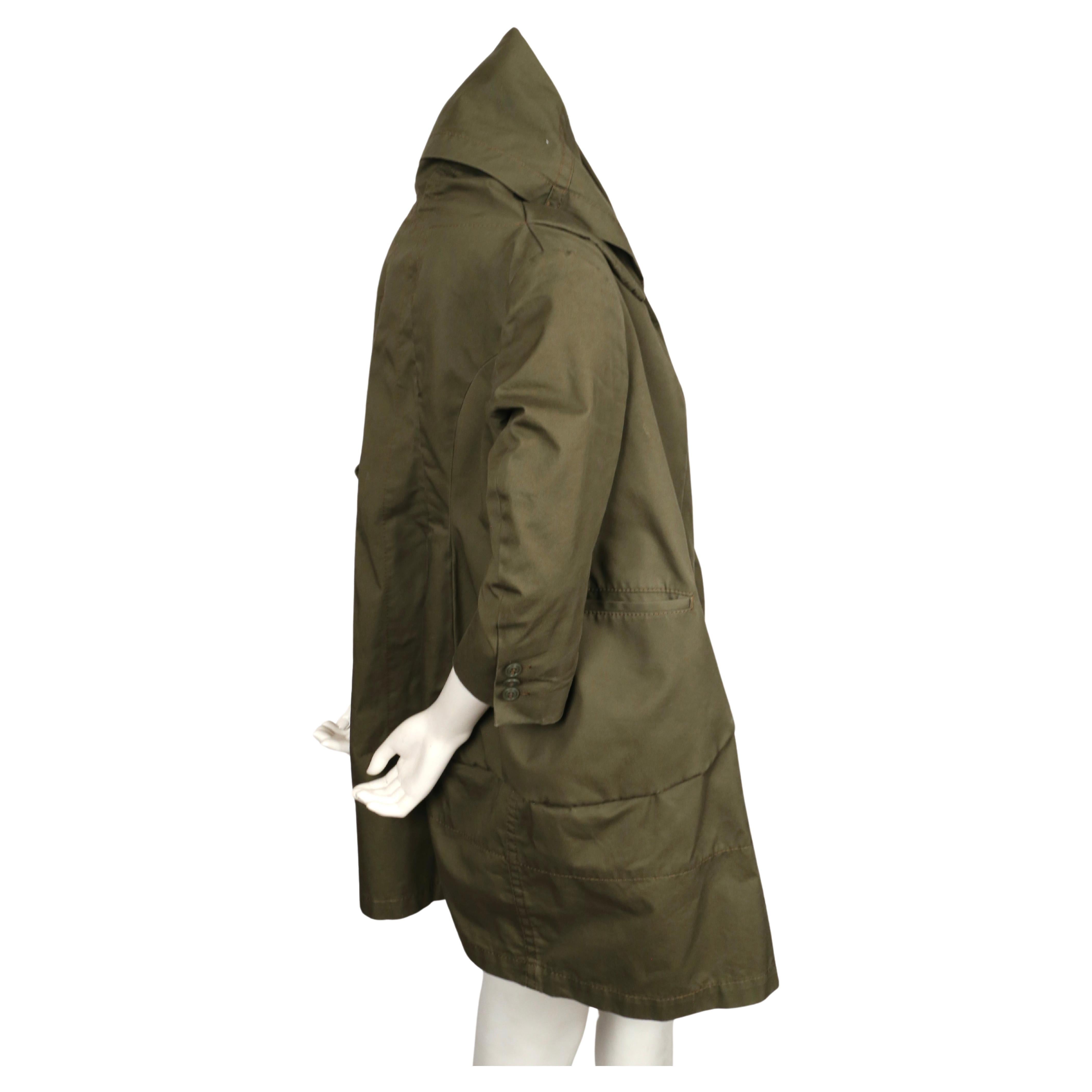 Women's or Men's 2009 COMME DES GARCONS army green cotton draped runway coat
