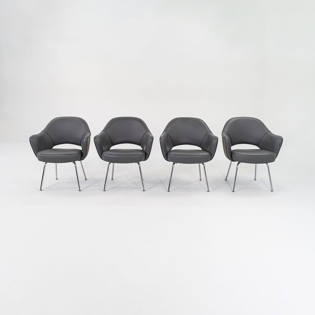 2009 Eero Saarinen for Knoll Executive Arm Chairs in Grey Vinyl For Sale 4