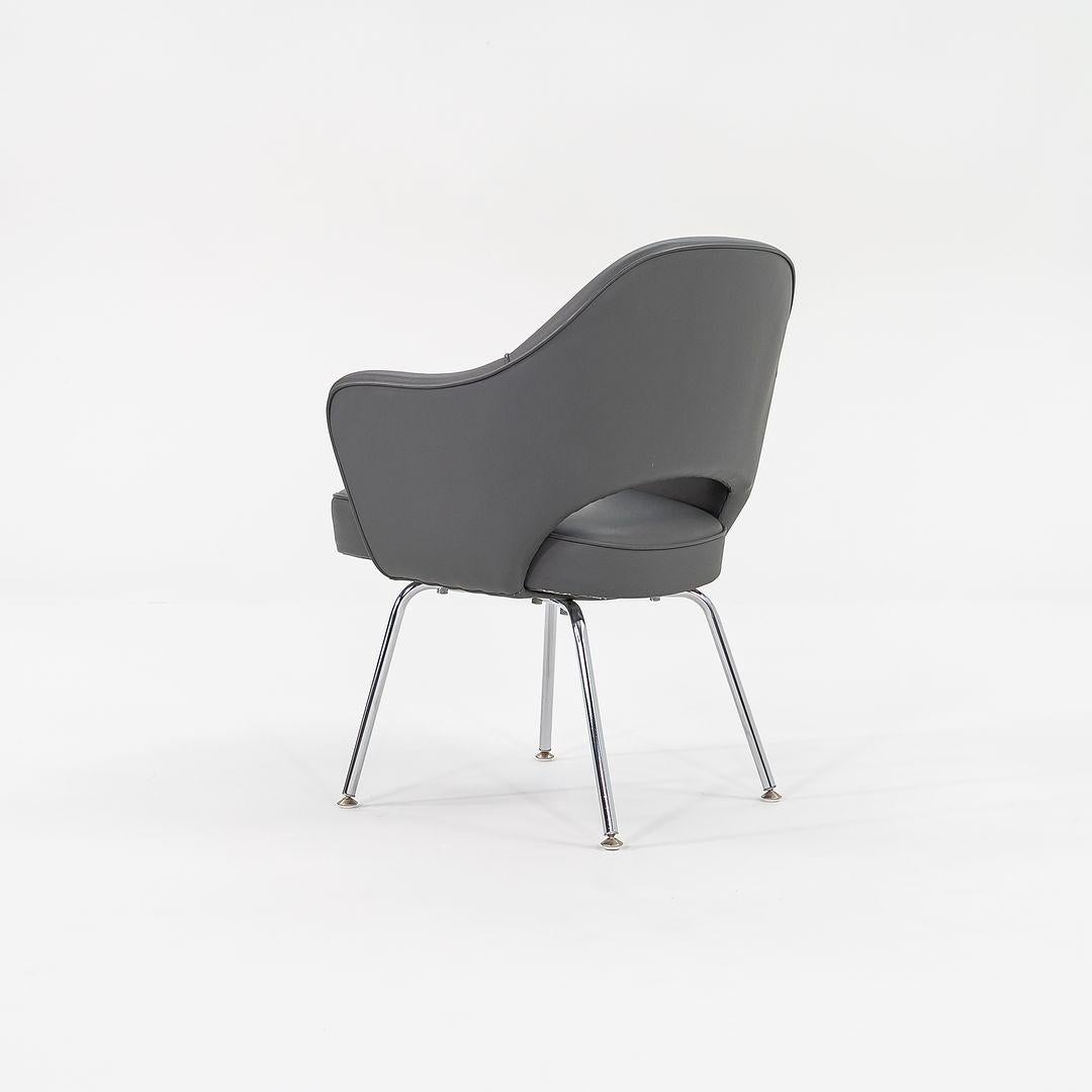 Contemporary 2009 Eero Saarinen for Knoll Executive Arm Chairs in Grey Vinyl For Sale