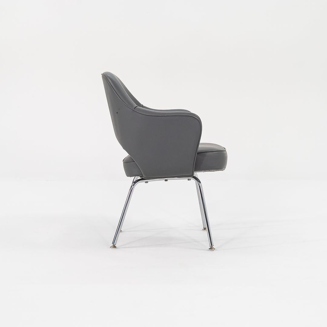 Steel 2009 Eero Saarinen for Knoll Executive Arm Chairs in Grey Vinyl For Sale