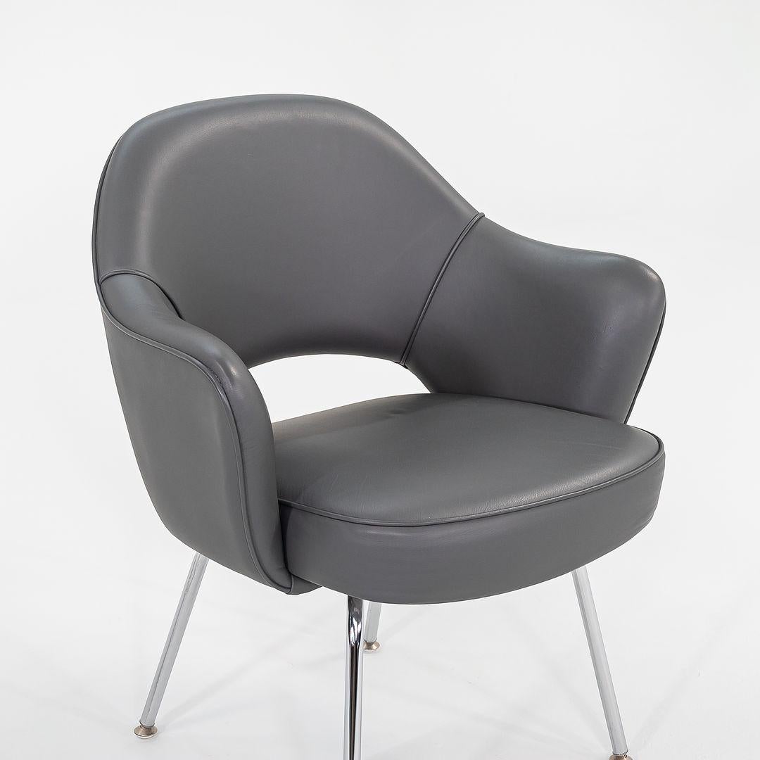 2009 Eero Saarinen for Knoll Executive Arm Chairs in Grey Vinyl For Sale 2