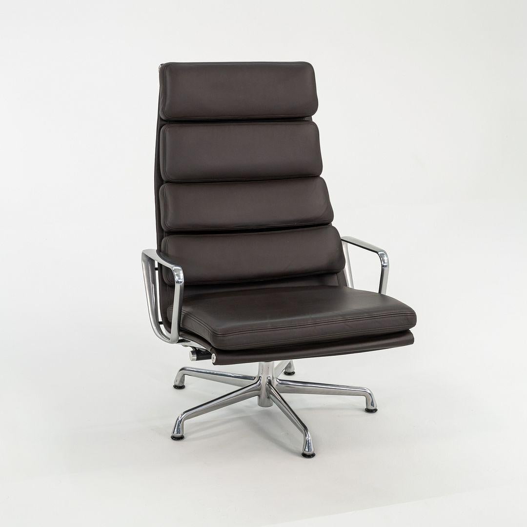 Modern 2009 Herman Miller Eames Soft Pad Lounge Chair & Ottoman in Brown Leather EA438 For Sale