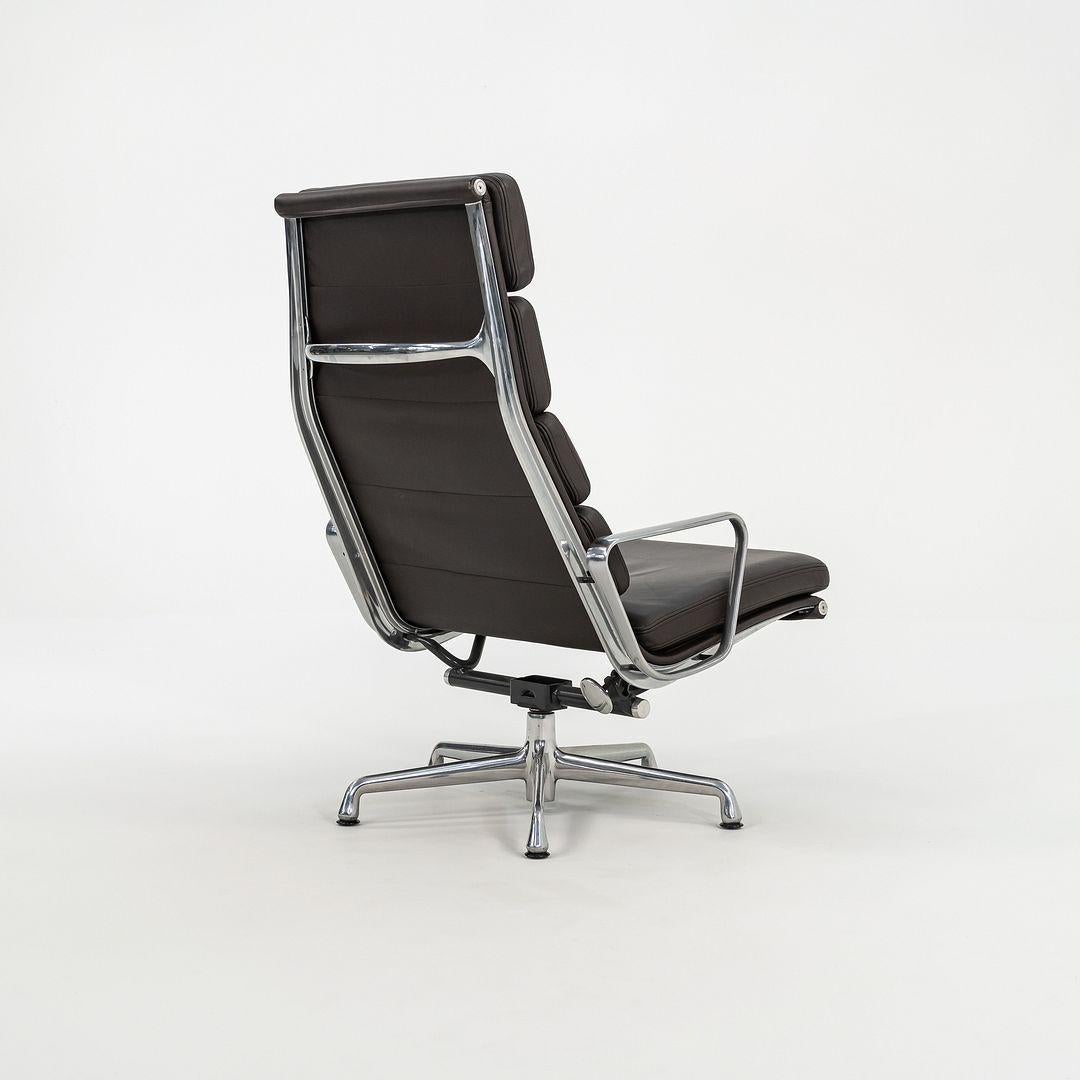 Aluminum 2009 Herman Miller Eames Soft Pad Lounge Chair & Ottoman in Brown Leather EA438 For Sale