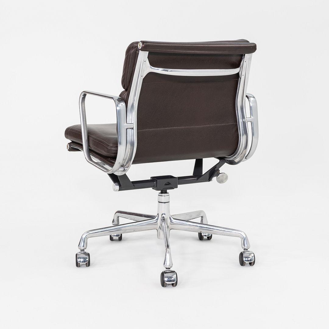 2009 Herman Miller Eames Soft Pad Management Desk Chair with Brown Leather In Good Condition For Sale In Philadelphia, PA