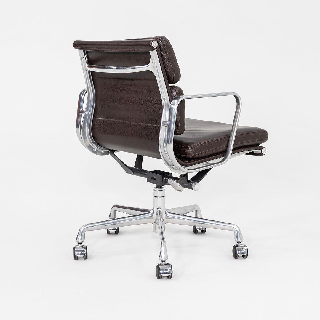 Aluminum 2009 Herman Miller Eames Soft Pad Management Desk Chair with Brown Leather For Sale