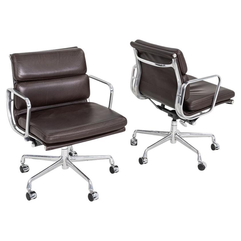 2009 Herman Miller Eames Soft Pad Management Desk Chair with Brown Leather For Sale