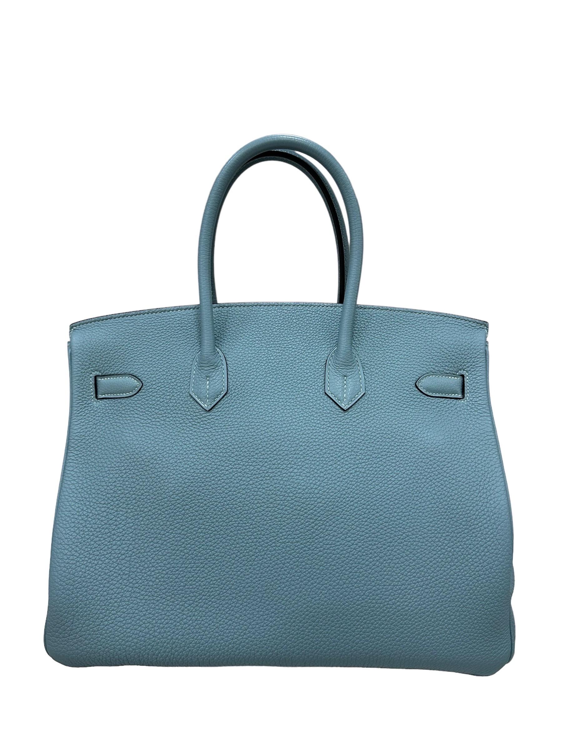 2009 Hermès Birkin 35 Togo Leather Ciel Top Handle Bag For Sale 5