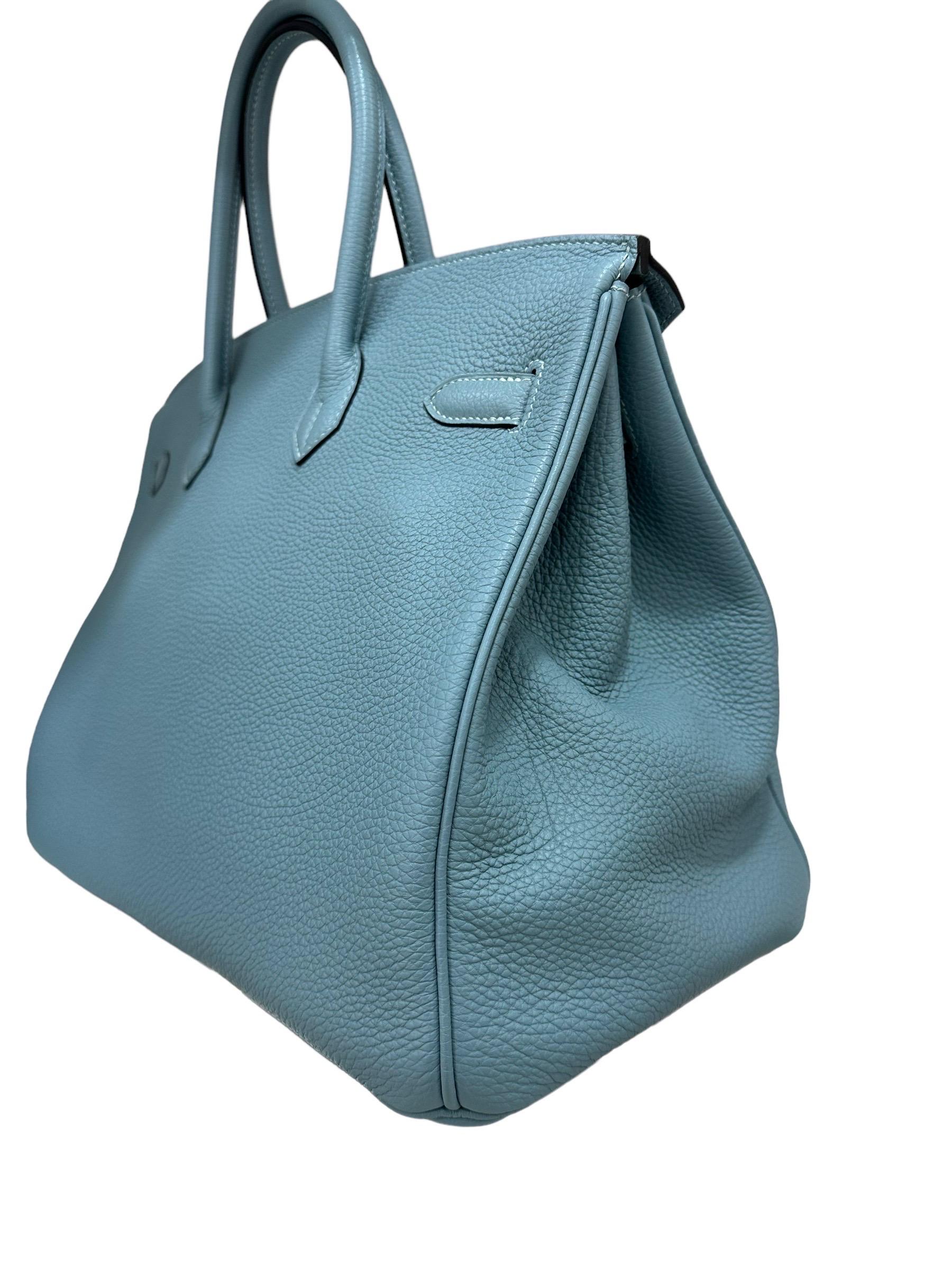 2009 Hermès Birkin 35 Togo Leather Ciel Top Handle Bag For Sale 7