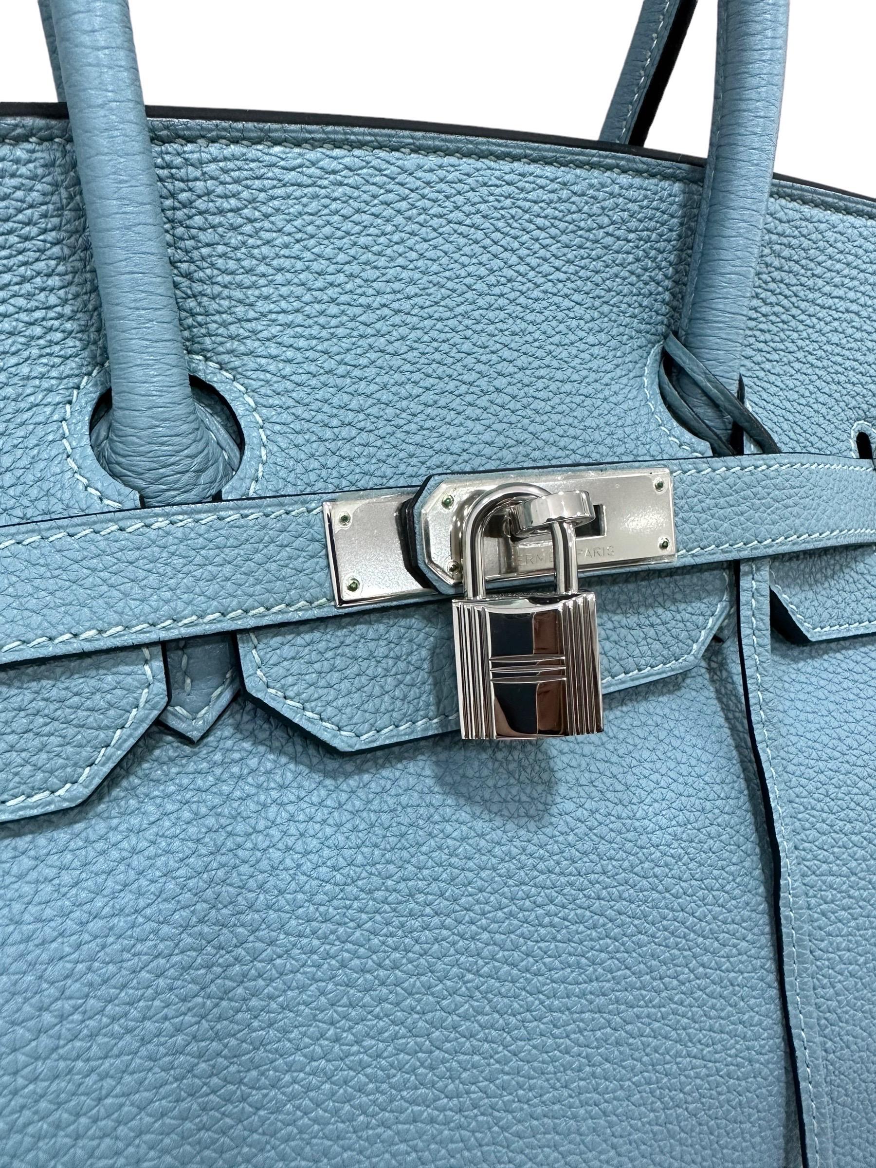 Women's 2009 Hermès Birkin 35 Togo Leather Ciel Top Handle Bag For Sale