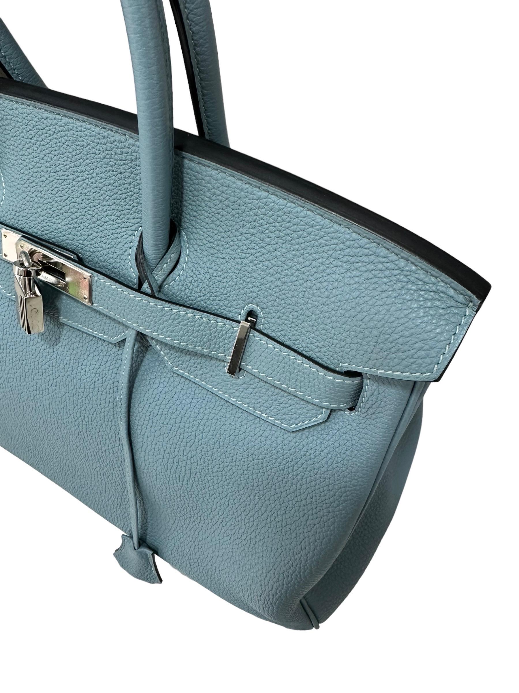2009 Hermès Birkin 35 Togo Leather Ciel Top Handle Bag en vente 2
